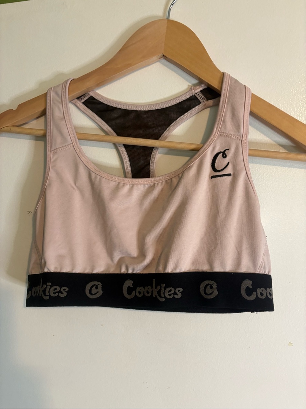 Cookies Light Pink Racerback Sports Bra with Branded Elastic